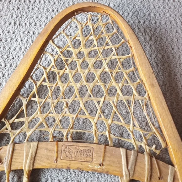 Vintage Kabir Kouba Wood & Rawhide Snowshoes W/ Leather Bindings 48 x 14